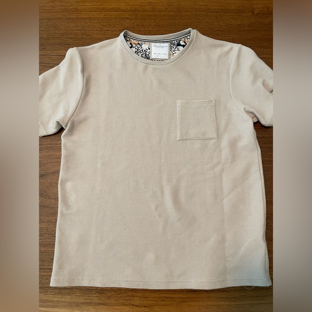 Denim & Flower Ricky Singh Men’s Beige Short Sleeve T-shirt Size L Casual